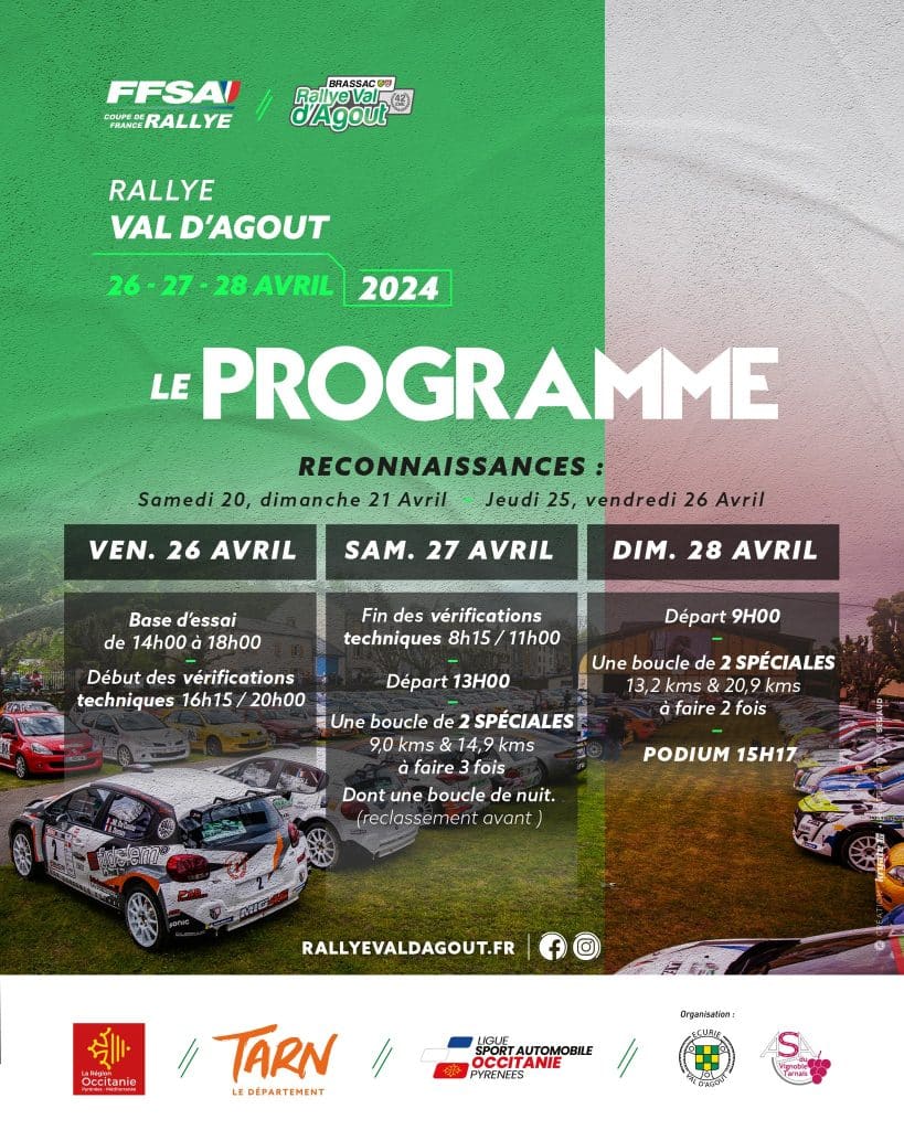 Programme Rallye Val D'Agout 2024